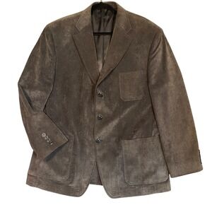 Haggar Mens Gray Corduroy Sport Coat Blazer Size 44R Classic Style Double Vented